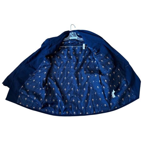 DANA BUCHMAN Navy Wool Double Breasted Blazer Shawl Collar Elegant Women's 14 - Picture 4 of 8